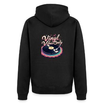 Vinyl vibes only - Unisex Premium Organic Zip Hoodie - black - Back - Nico (187cm)