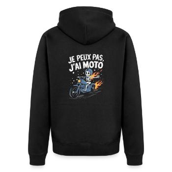 J'peux pas j'ai moto - Veste à capuche bio Premium Unisexe - noir - Dos - Nico (187cm)
