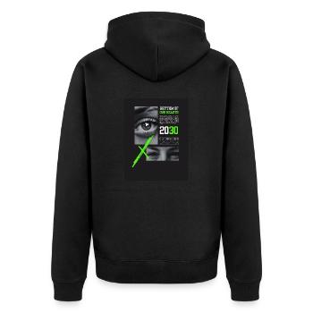 Design ohne Titel 1 - Unisex Premium Bio Zip Hoodie - Schwarz - Hinten - Nico (187cm)