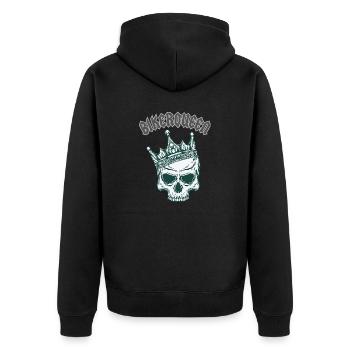 BIKERQUEEN - Unisex Premium Bio Zip Hoodie - Schwarz - Hinten - Nico (187cm)