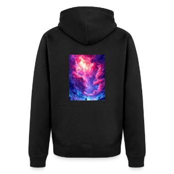 Magischer Sonnenuntergang - Unisex Premium Bio Zip Hoodie - Schwarz - Hinten - Nico (187cm)