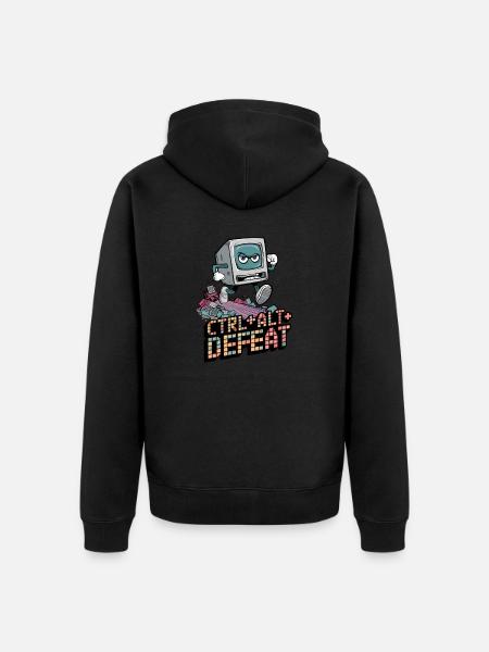 Ctrl Alt Defeat Retro Angry Computer Art - Unisex Premium Organic Zip Hoodie - black