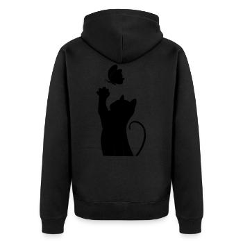 Chat avec le papillon - Veste à capuche bio Premium Unisexe - noir - Dos - Nico (187cm)