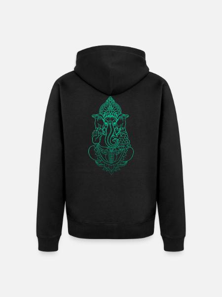 Psy Trance Psychedelic GOA Ganesha Shiva Buddha - Unisex Premium Organic Zip Hoodie - black