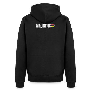Mauritius - Unisex Premium Organic Zip Hoodie - black - Back - Nico (187cm)
