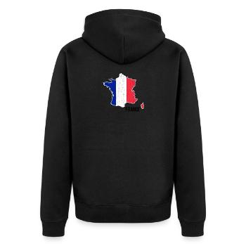 France Flag Map Outline - Unisex Premium Organic Zip Hoodie - black - Back - Nico (187cm)