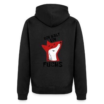 Bin halt ein Fuchs - schlau und clever - Unisex Premium Bio Zip Hoodie - Schwarz - Hinten - Nico (187cm)
