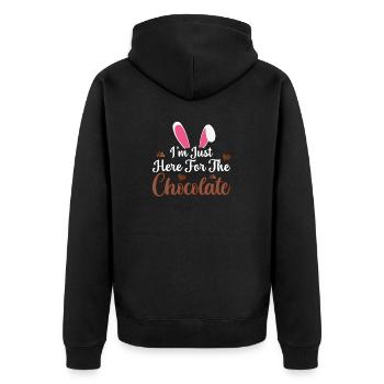 I'm Just Here For The Chocolate Funny Easter - Unisex Premium Organic Zip Hoodie - black - Back - Nico (187cm)