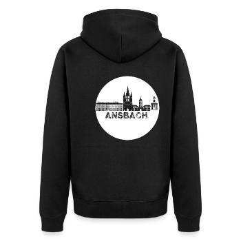 ansbach,skyline,weiss,kreis - Unisex Premium Bio Zip Hoodie - Schwarz - Hinten - Nico (187cm)