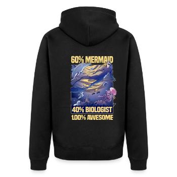 Meeresbiologie Delfin | Meeresbiologe Geschenkidee - Unisex Premium Bio Zip Hoodie - Schwarz - Hinten - Nico (187cm)