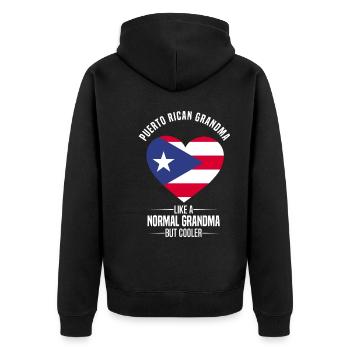 Puerto Rico Flagge | Puerto Ricaner Geschenkideen - Unisex Premium Bio Zip Hoodie - Schwarz - Hinten - Nico (187cm)
