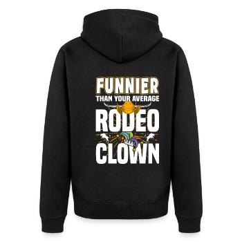 Rodeo Clown | Rodeo Cowboy Western Beruf Geschenke - Unisex Premium Bio Zip Hoodie - Schwarz - Hinten - Nico (187cm)