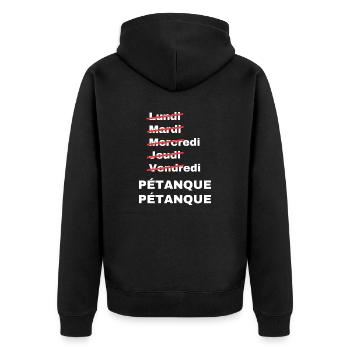 week-end pétanque - Veste à capuche bio Premium Unisexe - noir - Dos - Nico (187cm)