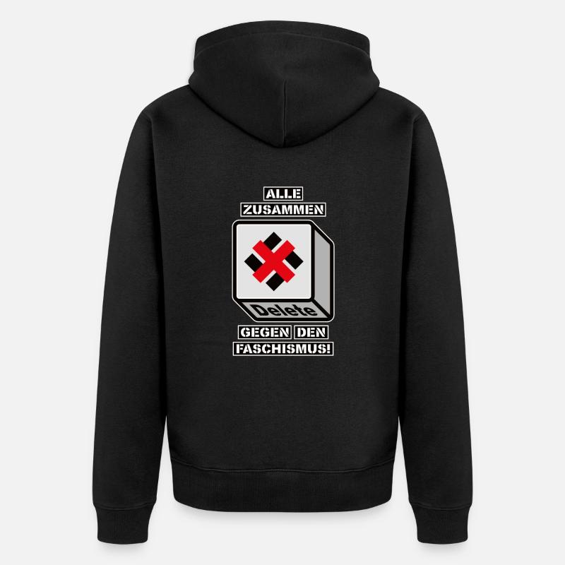 TOUS ENSEMBLE CONTRE LE FASCISME - Veste à capuche bio Premium Unisexe - noir