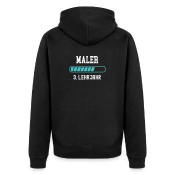 Maler Ausbildung 3 Lehrjahr 3. Ausbildungsjahr - Unisex Premium Bio Zip Hoodie - Schwarz - Hinten - Nico (187cm)