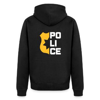 Police (halved service mark) - Unisex Premium Organic Zip Hoodie - black - Back - Nico (187cm)