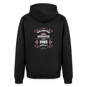 Schusterin Geburtstag 1985 Jahrgang Schusterei Geb - Unisex Premium Bio Zip Hoodie - Schwarz - Hinten - Nico (187cm)