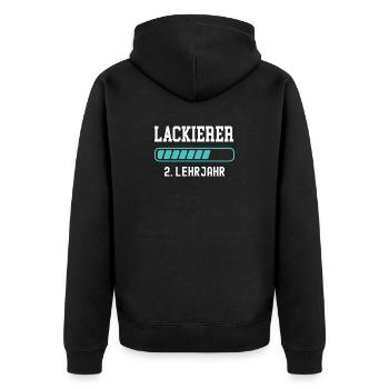 Lackierer Ausbildung 2 Lehrjahr 2. Ausbildungsjahr - Unisex Premium Bio Zip Hoodie - Schwarz - Hinten - Nico (187cm)