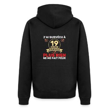 19 Ans De Mariage Noces De Coton Cadeau Mari 19eme - Veste à capuche bio Premium Unisexe - noir - Dos - Nico (187cm)