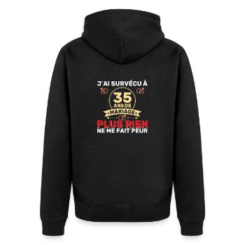 35 Ans De Mariage Noces De Coton Cadeau Mari 35eme - Veste à capuche bio Premium Unisexe - noir - Dos - Nico (187cm)