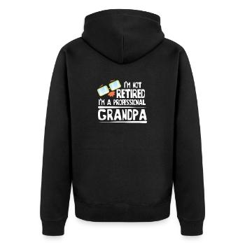 Retired Professional Grandpa Retirement Gift - Unisex Premium Organic Zip Hoodie - black - Back - Nico (187cm)