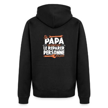 Papa Bricoleur Si Papa Ne Peut Pas Le Réparer - Veste à capuche bio Premium Unisexe - noir - Dos - Nico (187cm)