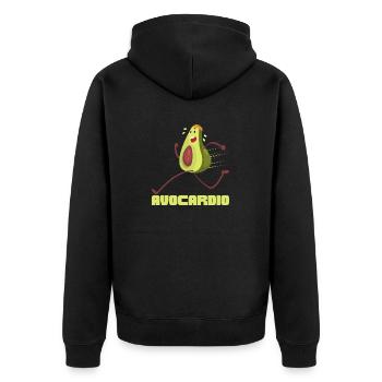 Avocardio | Sport | Lustig - Unisex Premium Bio Zip Hoodie - Schwarz - Hinten - Nico (187cm)