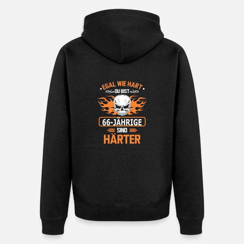 66-JÄHRIGE - Unisex Premium Bio Zip Hoodie - Schwarz