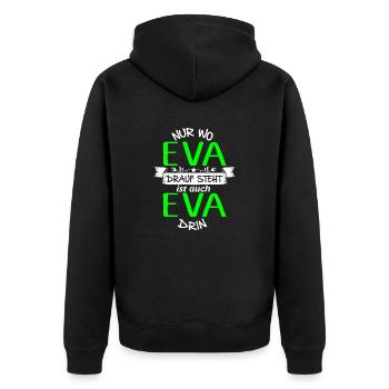 EVA die Echte - Unisex Premium Bio Zip Hoodie - Schwarz - Hinten - Nico (187cm)