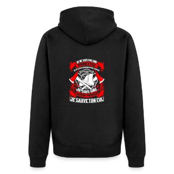 Sapeur Pompier - Princesse - FR - Unisex Premium Bio Zip Hoodie - Schwarz - Hinten - Nico (187cm)