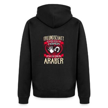 Araber Pferd Reiten Reiterin Geschenk Seele - Unisex Premium Bio Zip Hoodie - Schwarz - Hinten - Nico (187cm)