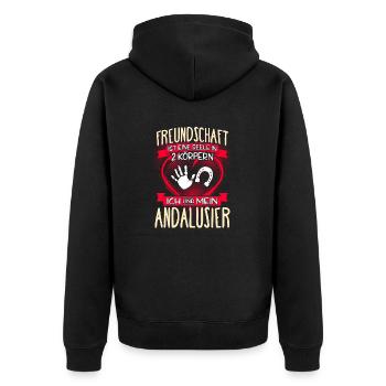 ANDALUSIER - 3 - Unisex Premium Bio Zip Hoodie - Schwarz - Hinten - Nico (187cm)