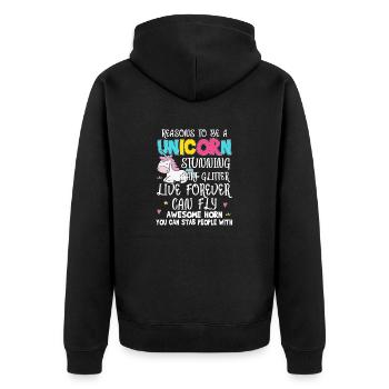 Chemise Licorne · Licorne · Licornes · Paillettes - Veste à capuche bio Premium Unisexe - noir - Dos - Nico (187cm)