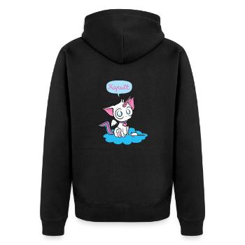 Unicornkitty - Unicorn Cat - Unisex Premium Organic Zip Hoodie - black - Back - Nico (187cm)