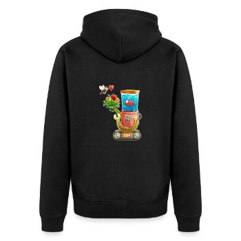 Robot in Love - Unisex Premium Bio Zip Hoodie - Schwarz - Hinten - Nico (187cm)