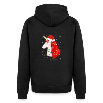 Christmas Unicorn - Unisex Premium Organic Zip Hoodie - black - Back - Nico (187cm)