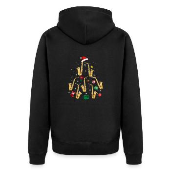 Saxophon Weihnachtsbaum Ornament - Unisex Premium Bio Zip Hoodie - Schwarz - Hinten - Nico (187cm)