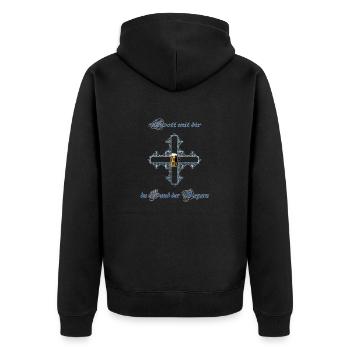 Bayern - Unisex Premium Bio Zip Hoodie - Schwarz - Hinten - Nico (187cm)