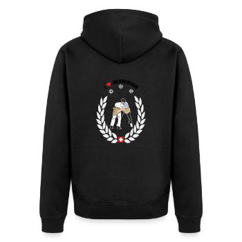 schwinger I love schwingen - Unisex Premium Bio Zip Hoodie - Schwarz - Hinten - Nico (187cm)