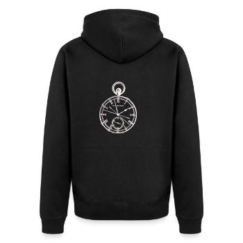 Stoppuhr schweizer Uhrwerk Geschenk Uhr - Unisex Premium Bio Zip Hoodie - Schwarz - Hinten - Nico (187cm)