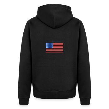 Drapeau rouge et bleu Occasion du 4 juillet - Veste à capuche bio Premium Unisexe - noir - Dos - Nico (187cm)