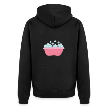 Badewanne Schaum Muster Wasser Blubber waschen - Unisex Premium Bio Zip Hoodie - Schwarz - Hinten - Nico (187cm)