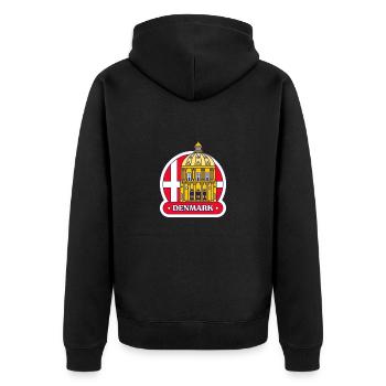 Denmark - Unisex Premium Organic Zip Hoodie - black - Back - Nico (187cm)