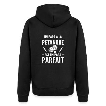 Un papa à la pétanque est un papa parfait - Veste à capuche bio Premium Unisexe - noir - Dos - Nico (187cm)