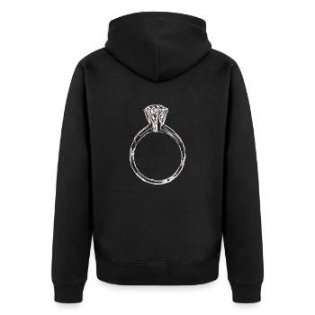 Ring Wedding Engagement Diamond Gift Idea - Unisex Premium Organic Zip Hoodie - black - Back - Nico (187cm)