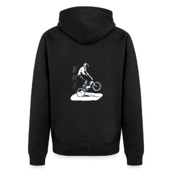 bmx - Unisex Premium Bio Zip Hoodie - Schwarz - Hinten - Nico (187cm)