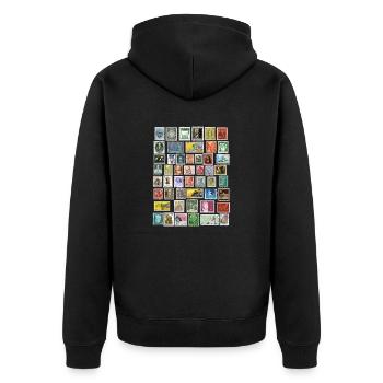 Design of postage stamps - Unisex Premium Organic Zip Hoodie - black - Back - Nico (187cm)