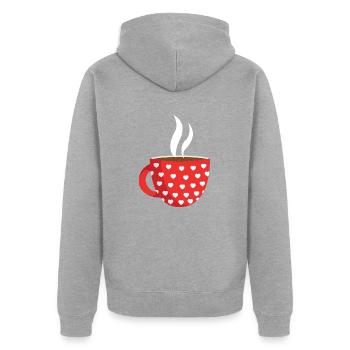 Heiße Schokolade - Unisex Premium Bio Zip Hoodie - Grau meliert - Hinten - Nico (187cm)