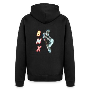 bmx - Unisex Premium Bio Zip Hoodie - Schwarz - Hinten - Nico (187cm)