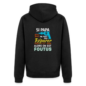Papa réparateur - Veste à capuche bio Premium Unisexe - noir - Dos - Nico (187cm)